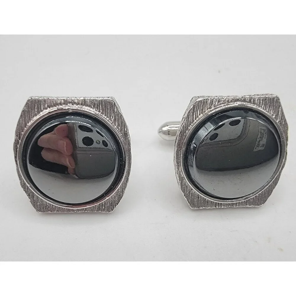 Vintage‎ Cuff Links Cufflinks Two Pair Black / Silver and Gold Tone Classic Look